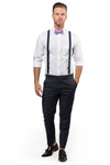 Navy Suspenders & Purple Bow Tie