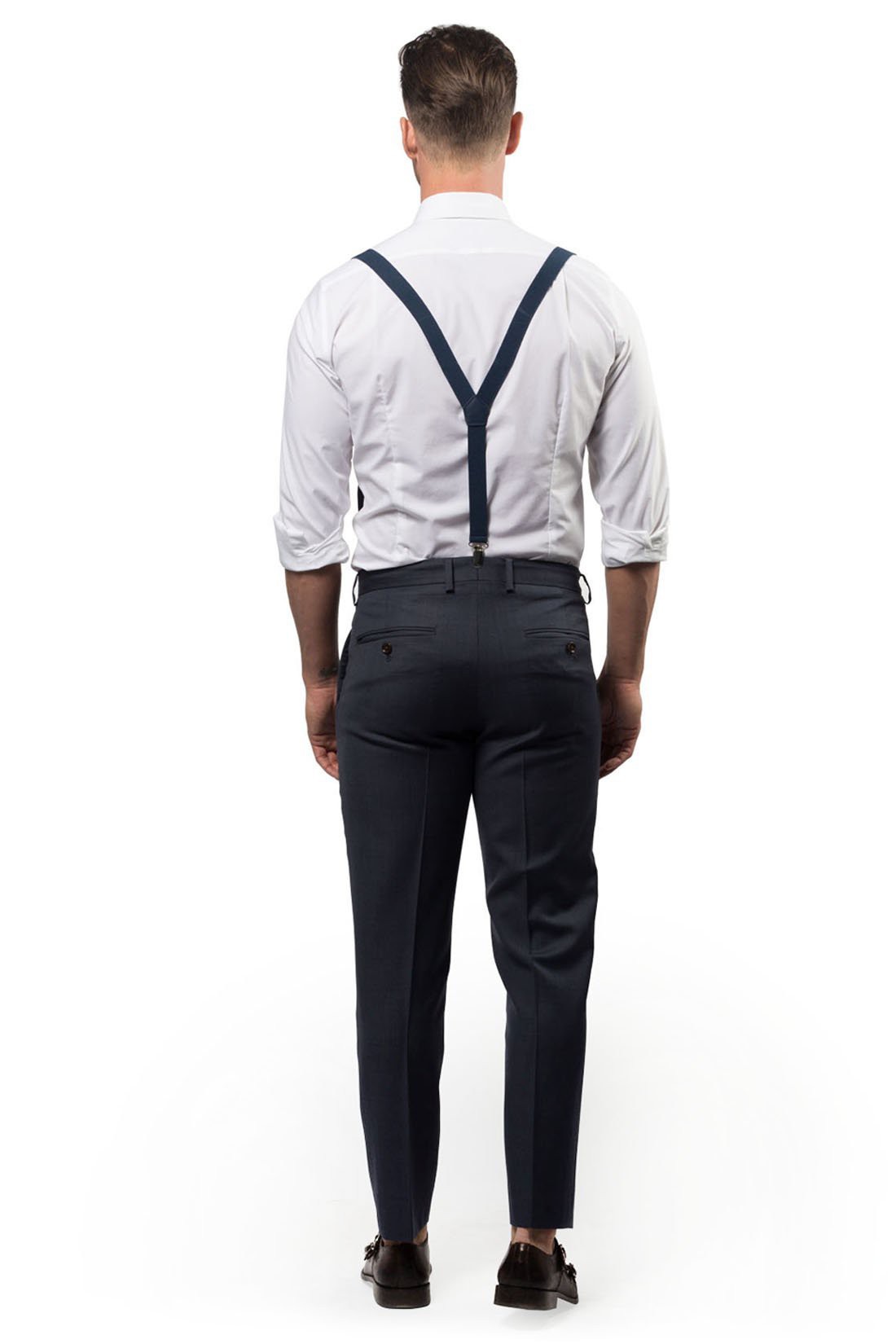 Navy Suspenders & Coral Bow Tie - ARMONIIA