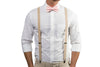 Beige Suspenders & Light Pink Bow Tie