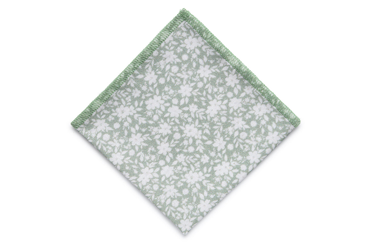 Dusty sage floral pocket square