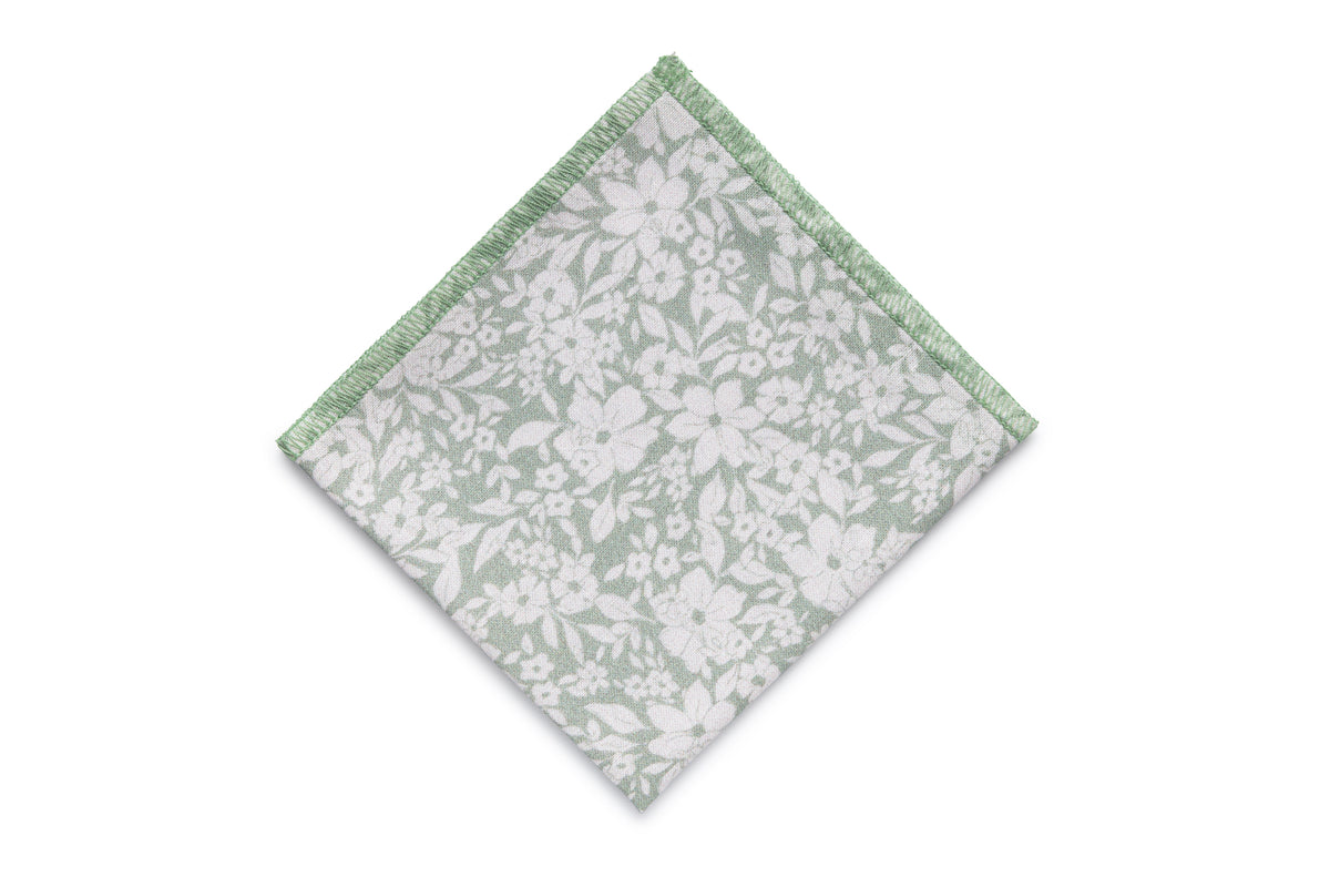 Dusty sage floral pocket square