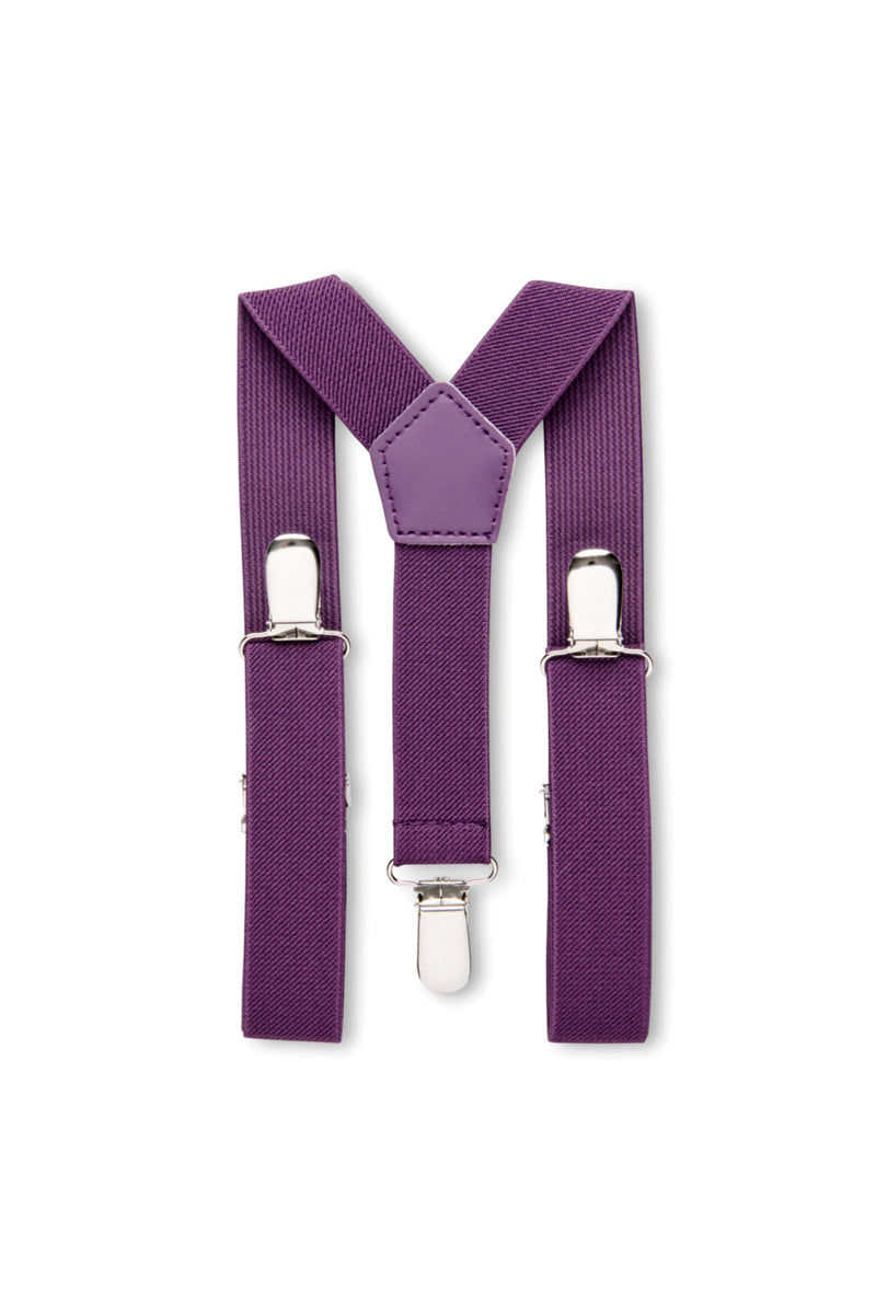 Man Wearing Eggplant Purple Suspenders