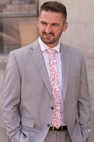 Man wearing dusty rose floral tie