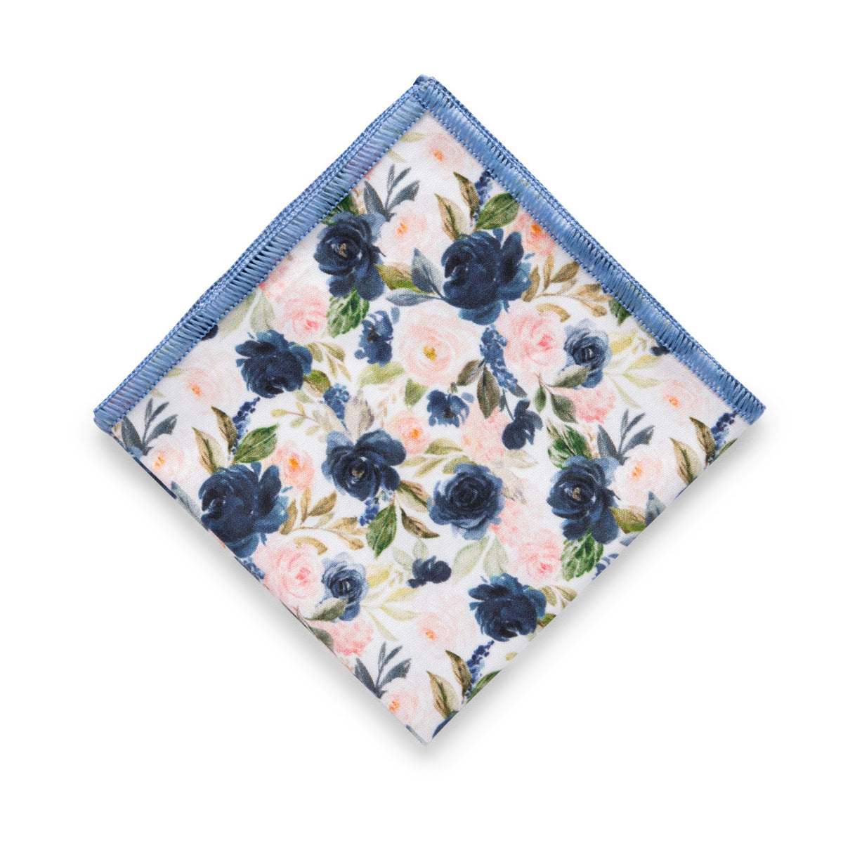 Blush navy floral pocket square