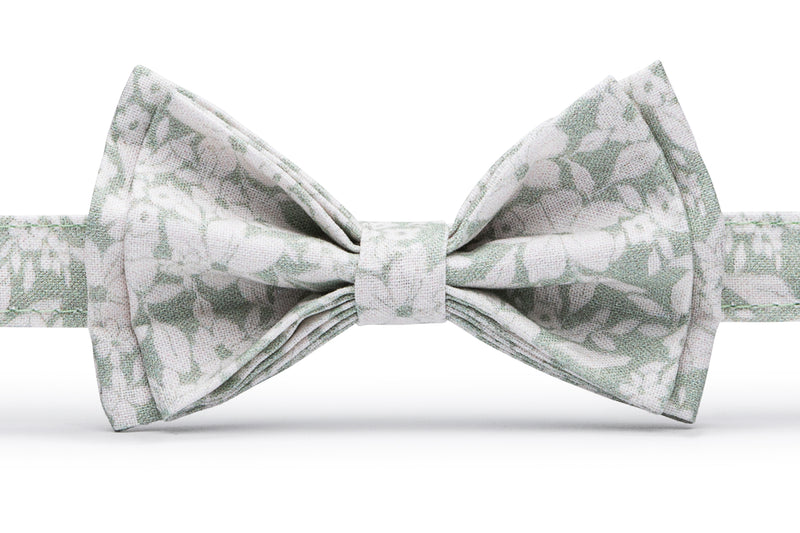 Dusty sage suspenders & dusty sage floral bow tie
