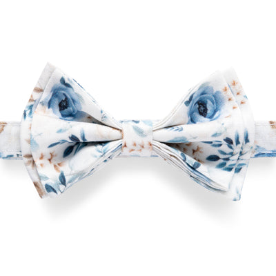 Cream blue floral bow tie