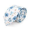 Cream blue floral tie rolled