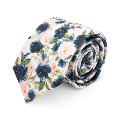 Blush navy floral tie