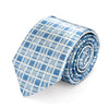 Dusty blue lattice tie rolled