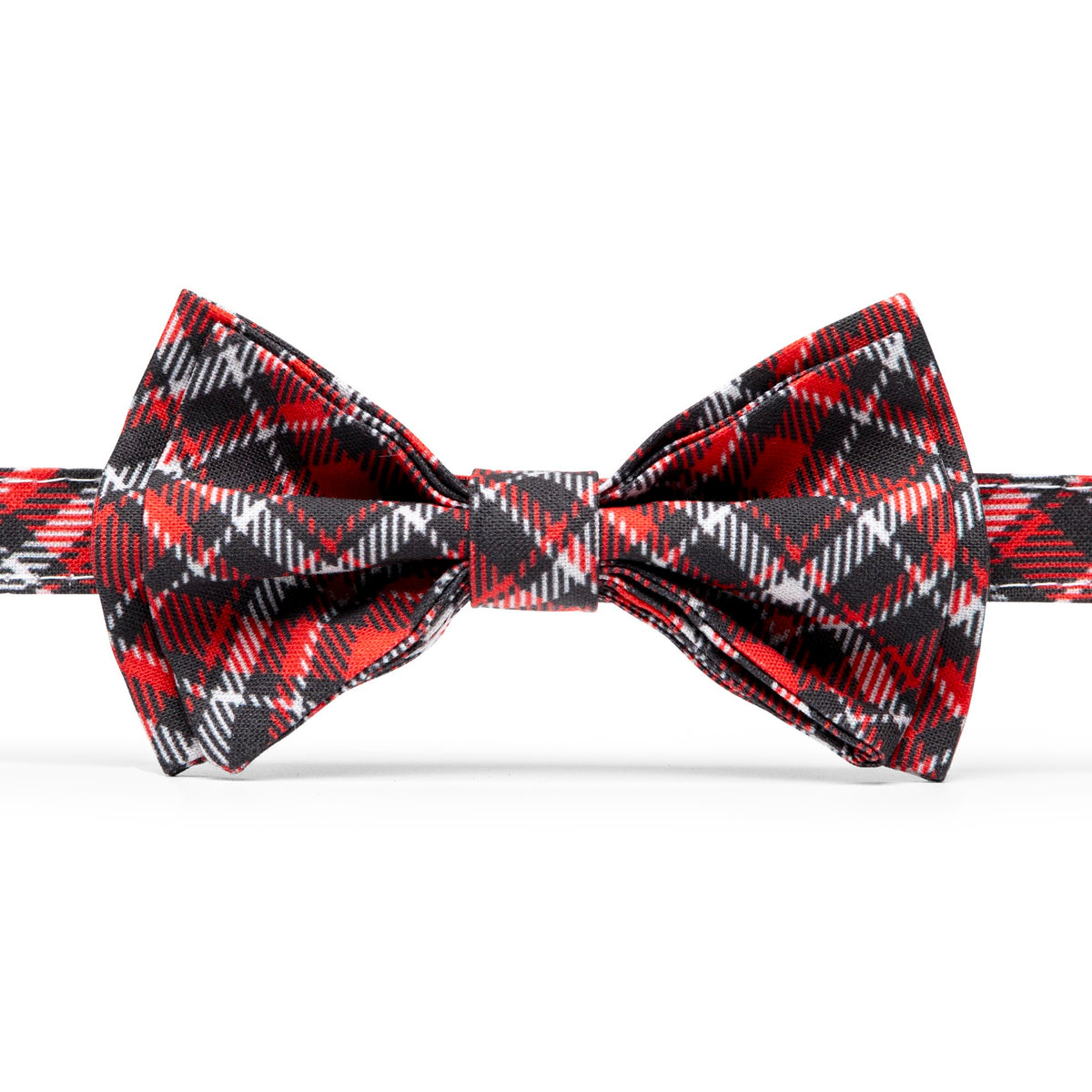 Red black plaid Christmas bow tie