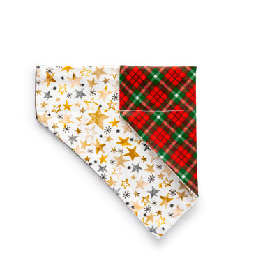 Gold Stars Holiday Pet Bandana - Double Sided