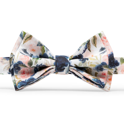 Blush navy floral bow tie