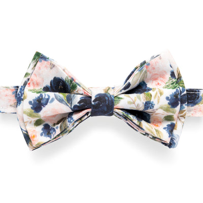 Blush navy floral bow tie