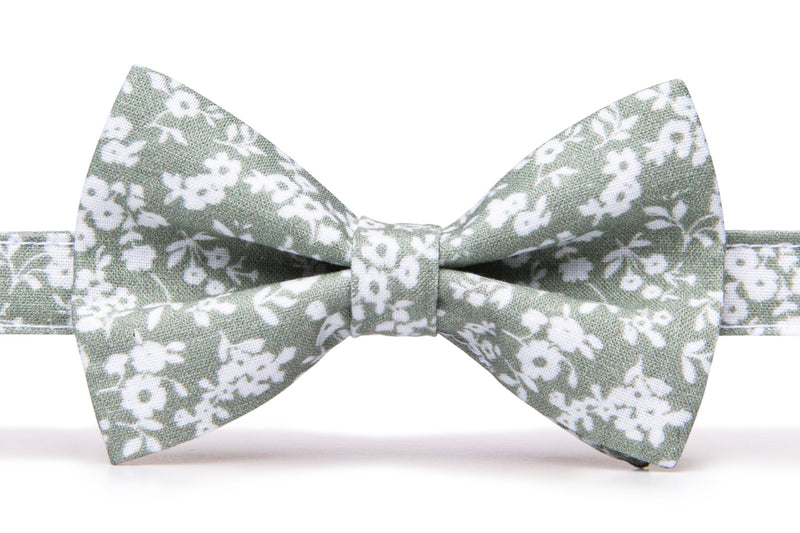 Dusty sage floral bow tie & dusty sage suspenders
