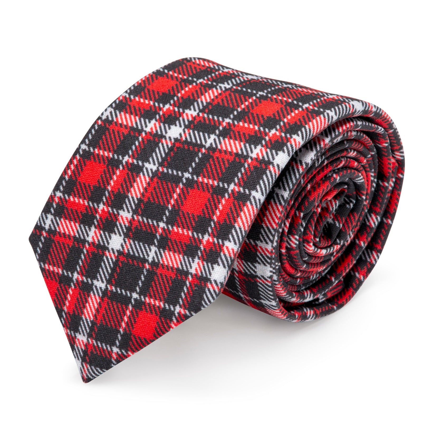 Red black plaid tie