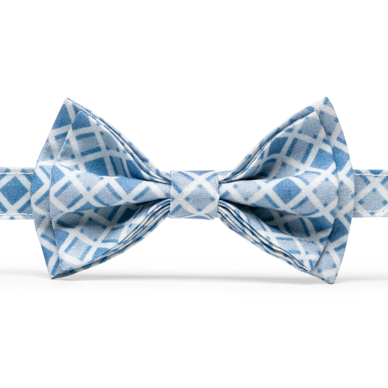 Dusty blue lattice bow tie