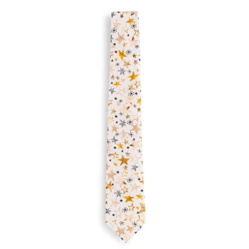 Gold stars holiday tie