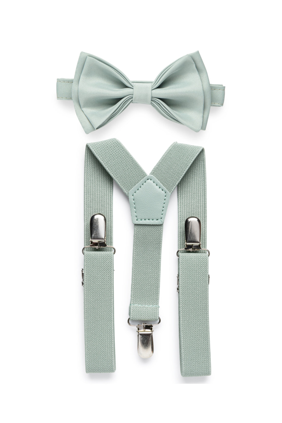 Dusty sage suspenders and dusty sage bow tie