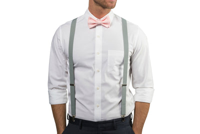 Light Gray Suspenders & Blush Bow Tie