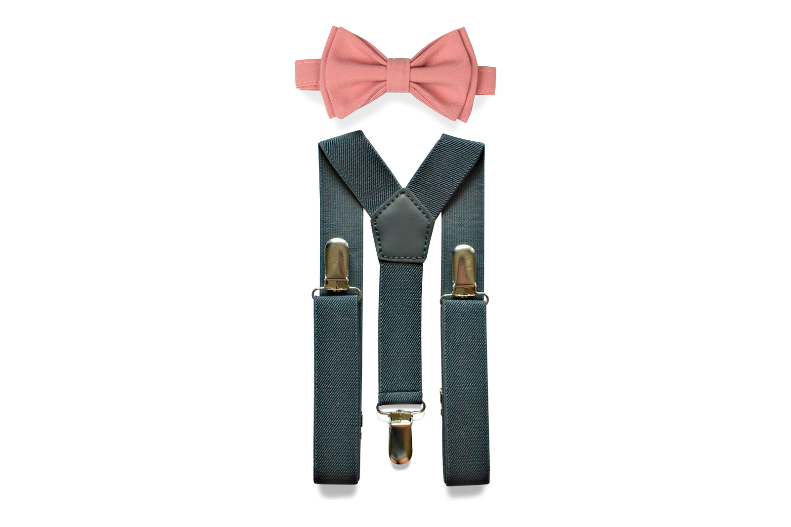Charcoal Gray Suspenders & Dusty Rose Bow Tie