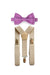 Beige Suspenders & Lilac Bow Tie for Kids