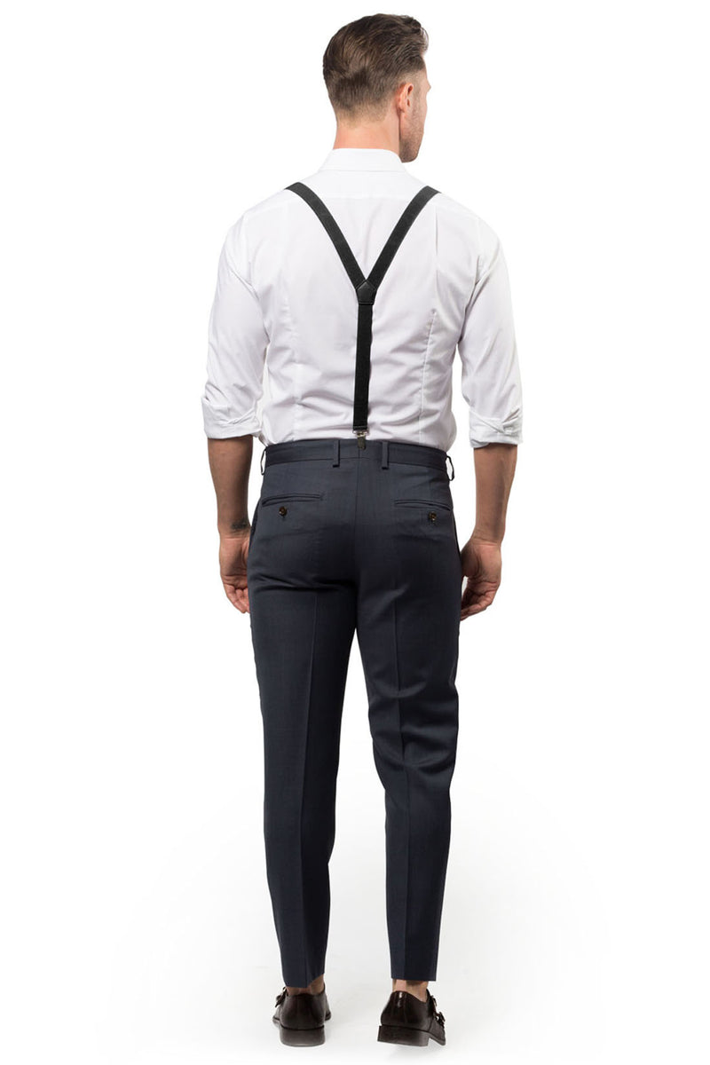 Black Suspenders & Gingham Gray Bow Tie