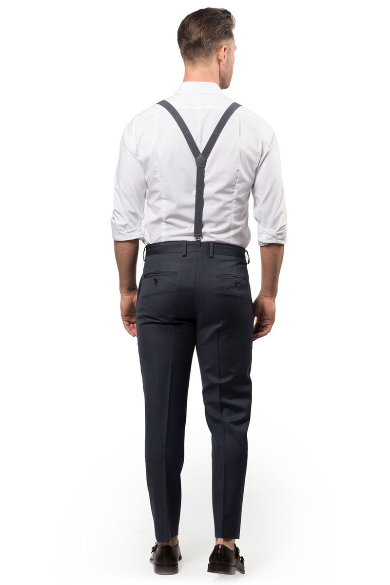 Charcoal Suspenders & Navy Bow Tie