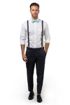 Charcoal Suspenders & Aqua Bow Tie
