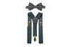 Charcoal Gray Suspenders & Gray Bow Tie