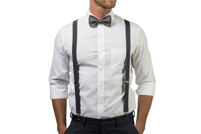 Charcoal Suspenders & Gray Bow Tie