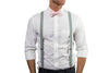 Light Gray Suspenders & Pink Bow Tie