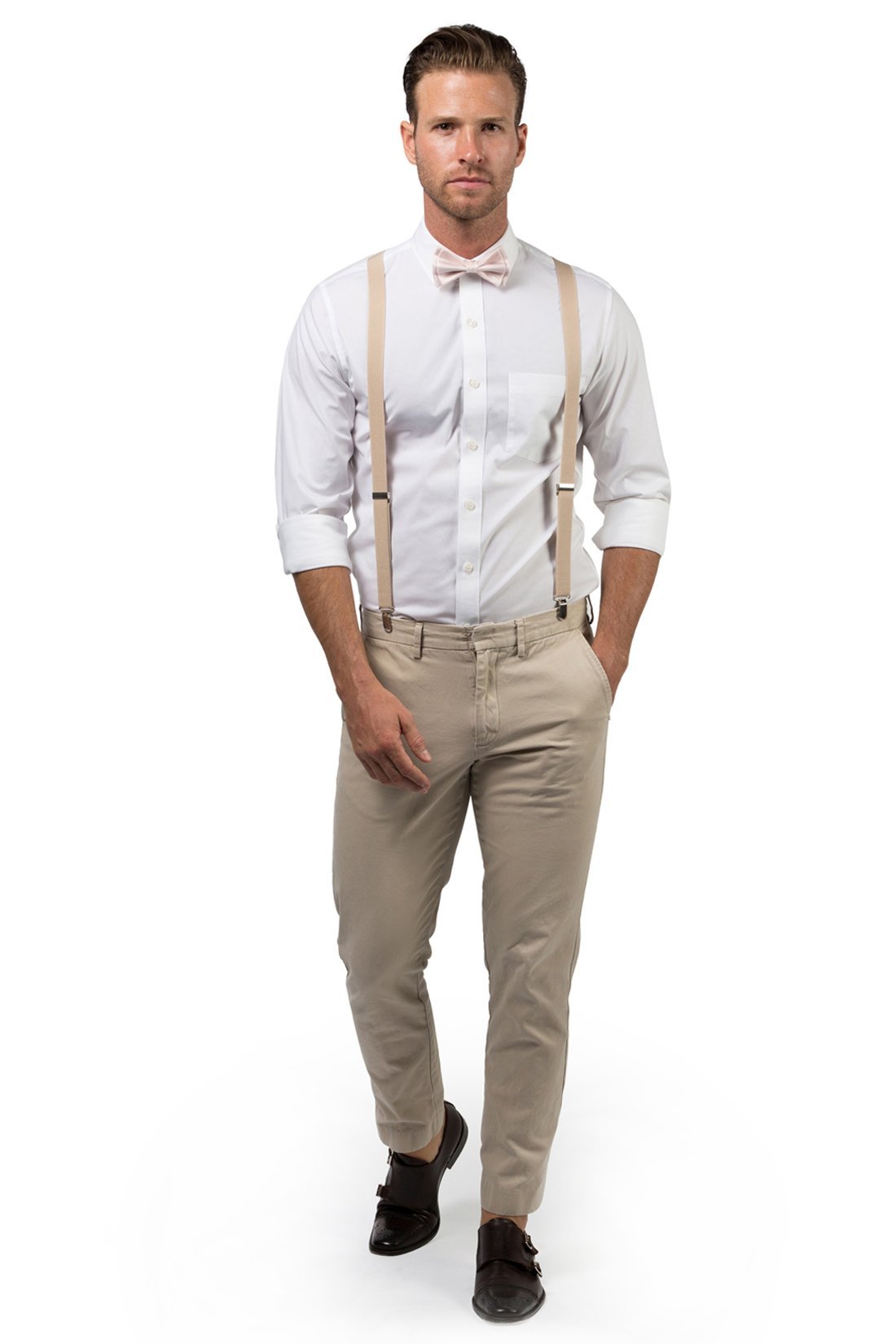 Beige Suspenders &amp; Bow Ties