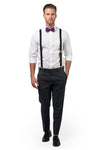 Black Suspenders & Dark Purple Bow Tie
