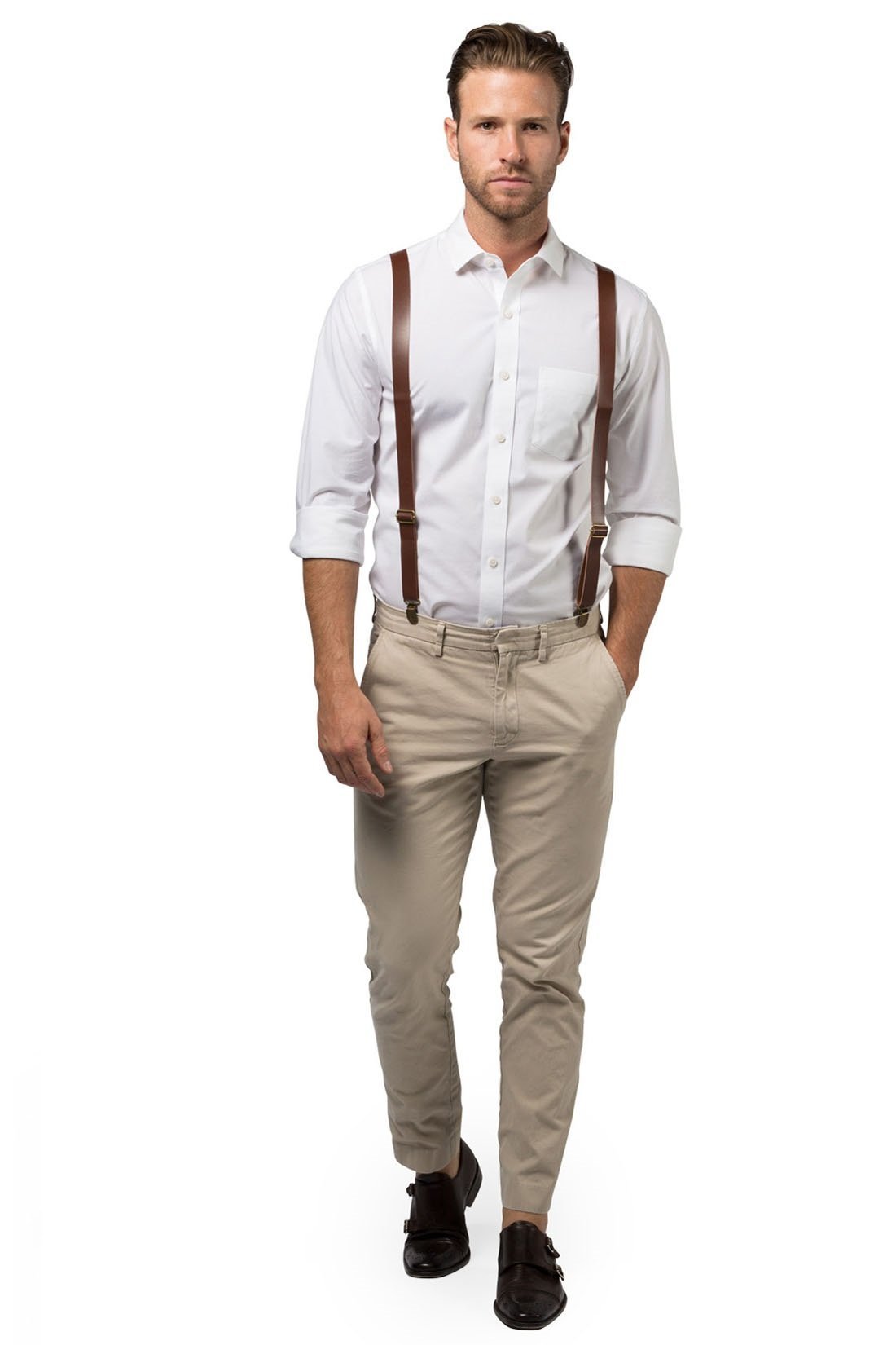 Brown Leather Suspenders