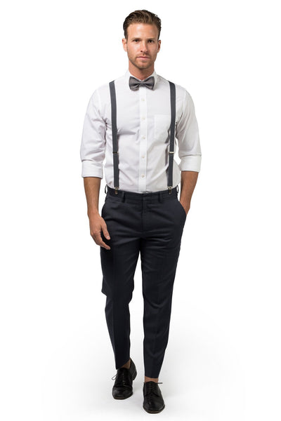 Charcoal Suspenders & Gray Bow Tie