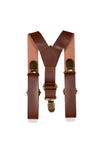 Brown Leather Suspenders for Boys
