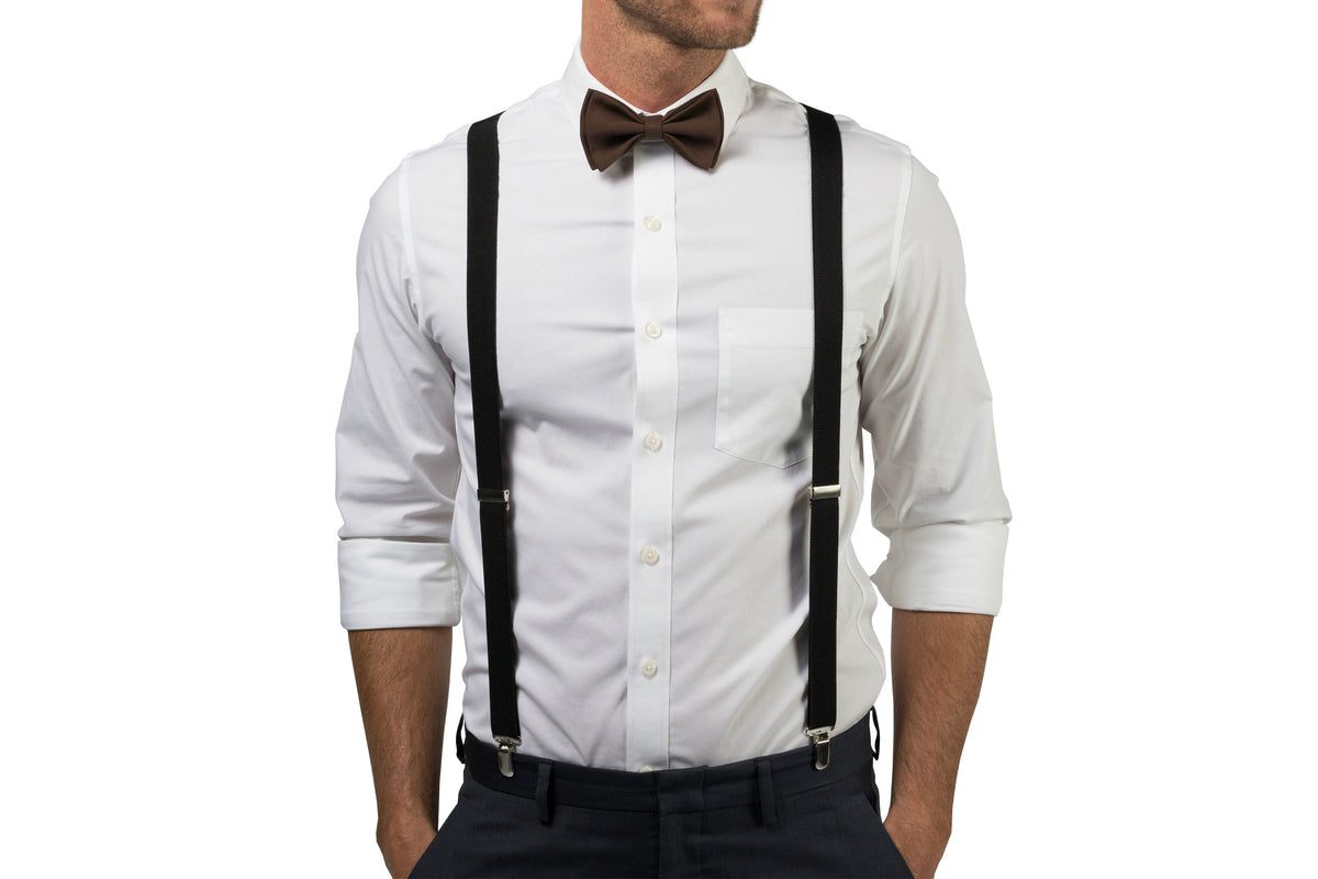 Black Suspenders &amp; Brown Bow Tie