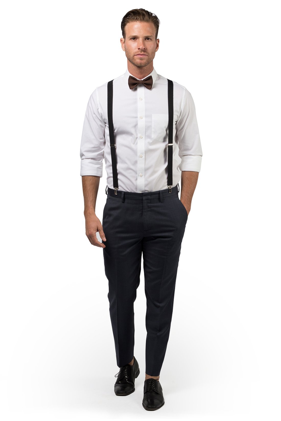 Black Suspenders &amp; Brown Bow Tie