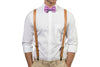 Tan Leather Suspenders & Lilac Bow Tie