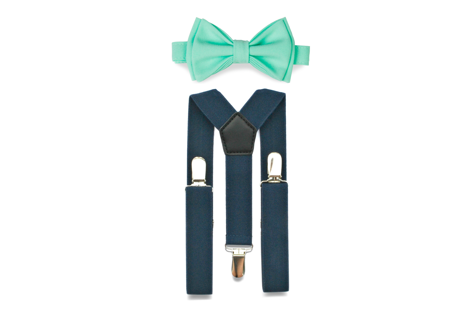Navy Suspenders & Mint Bow Tie for Kids
