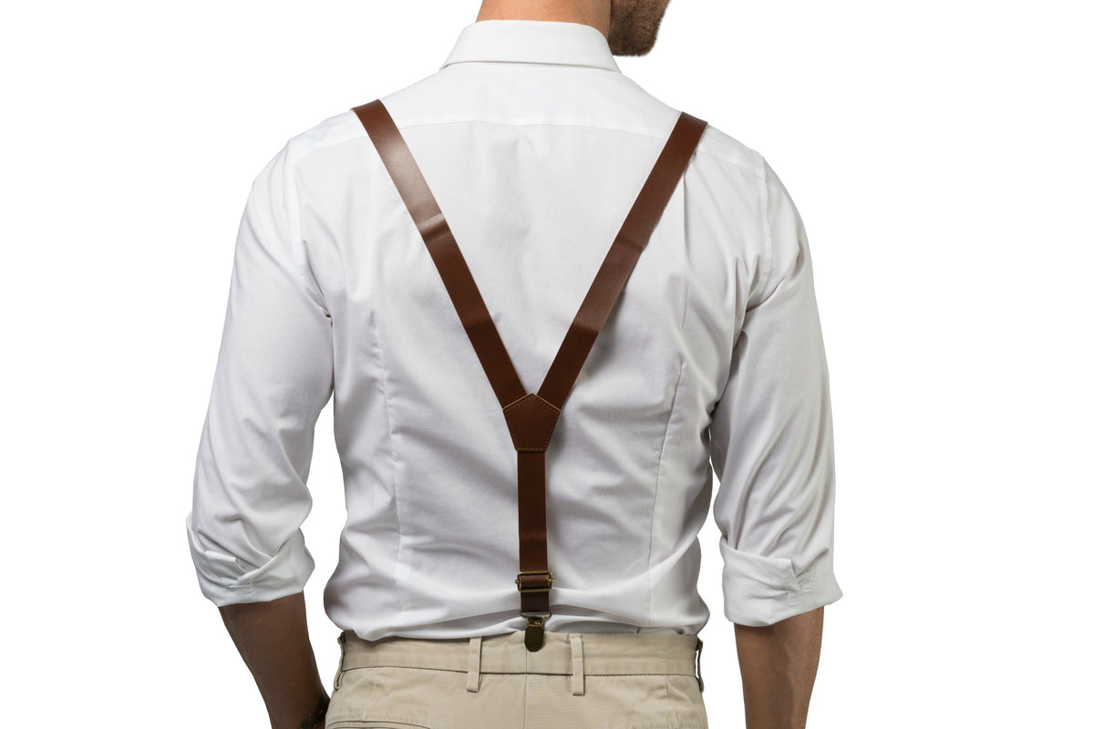 Brown Leather Suspenders