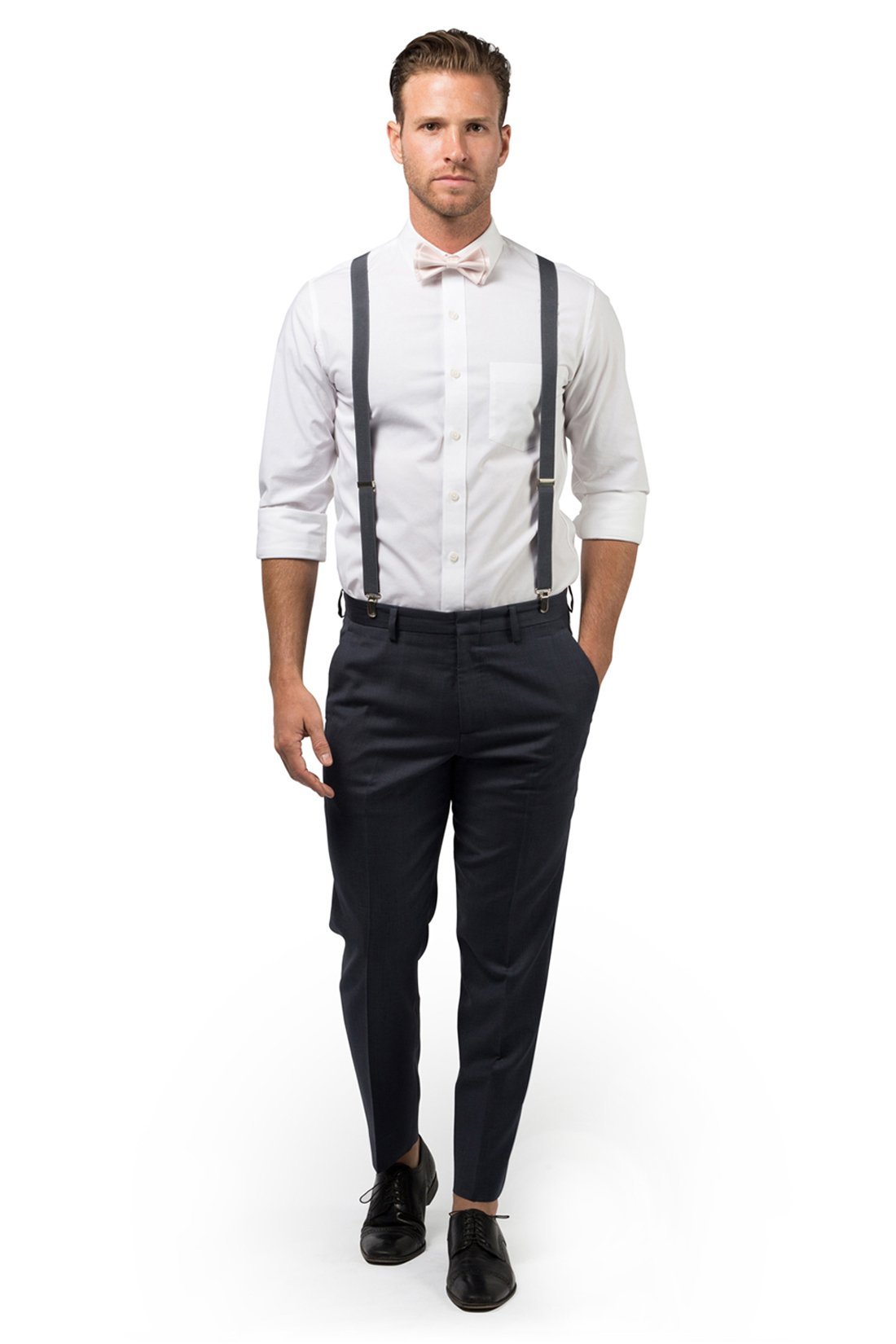 Charcoal Grey Suspenders & Bow Ties