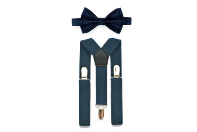 Navy Suspenders & Navy Polka Dot Bow Tie for Babies
