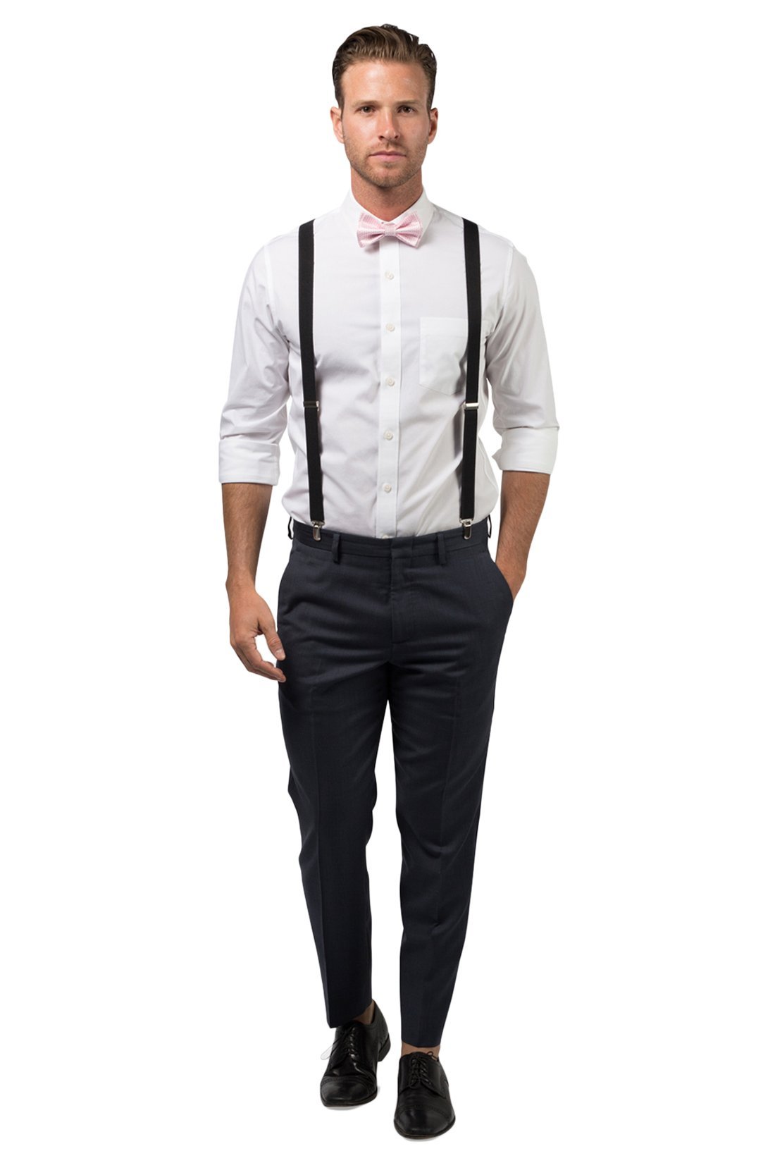 Black Suspenders &amp; Pink Bow Tie