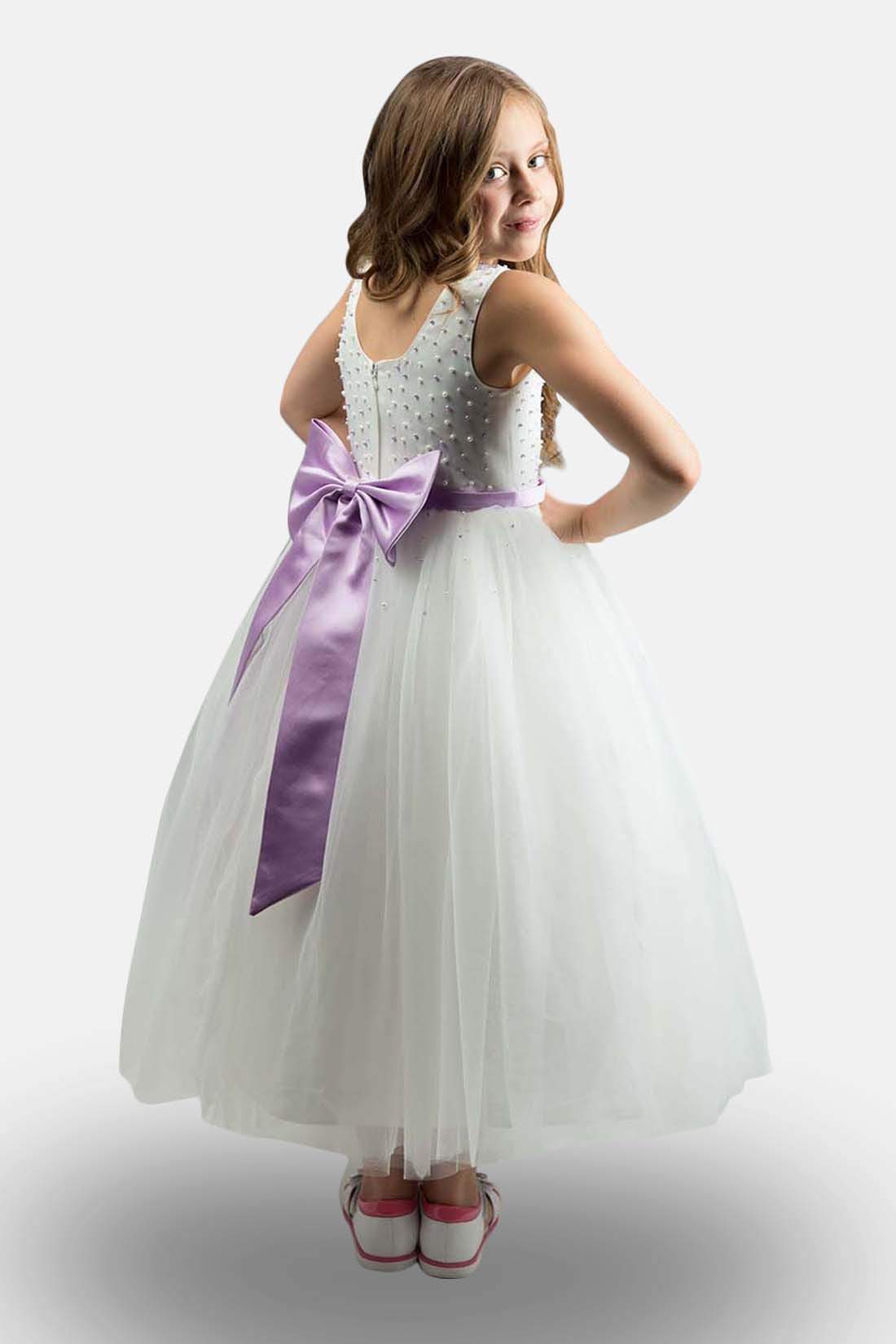 White & Lavender Flower Girl Dress - ARMONIIA