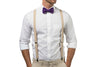Beige Suspenders & Dark Purple Bow Tie