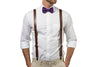 Brown Leather Suspenders & Dark Purple Bow Tie