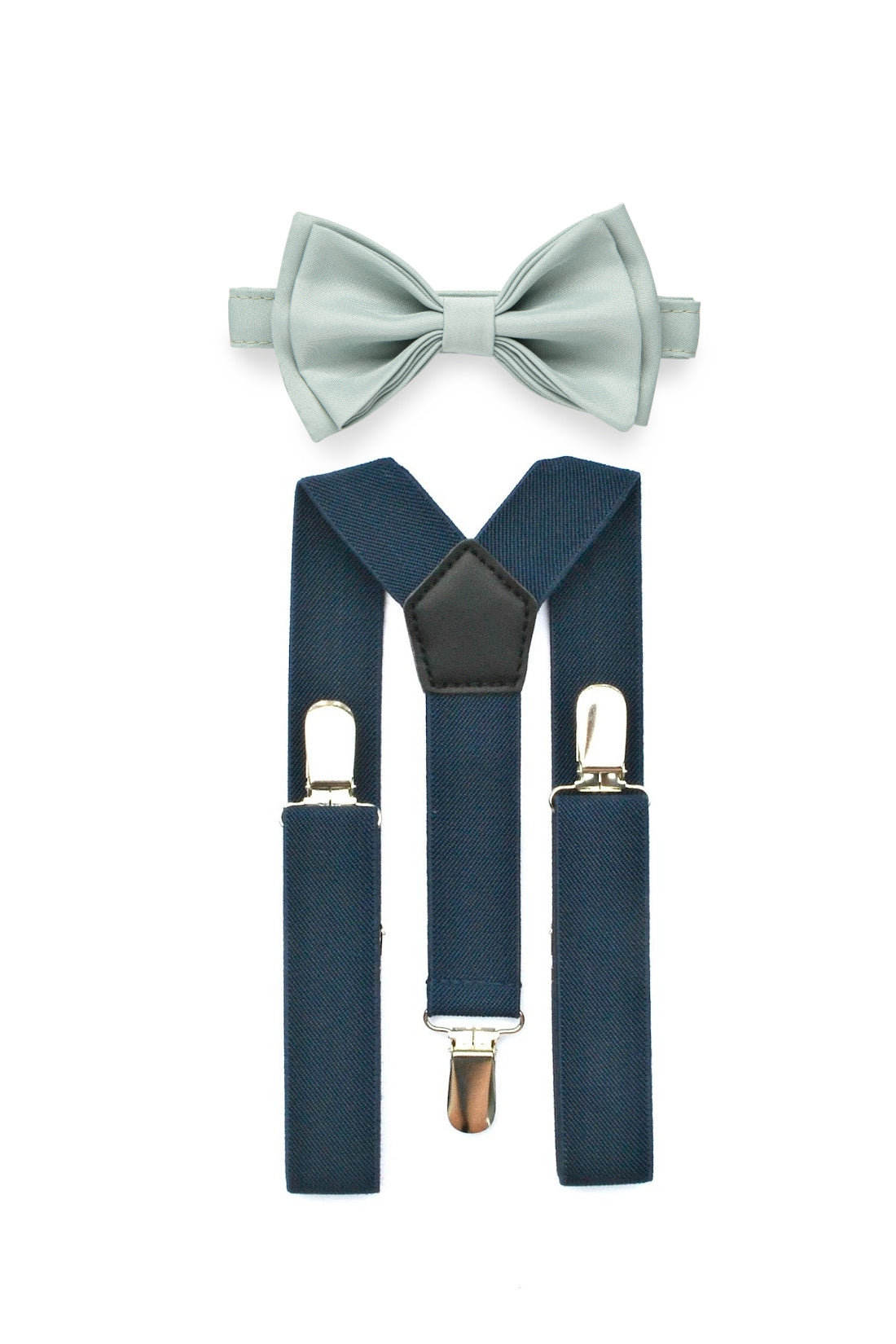 Navy Suspenders &amp; Dusty Sage Bow Tie