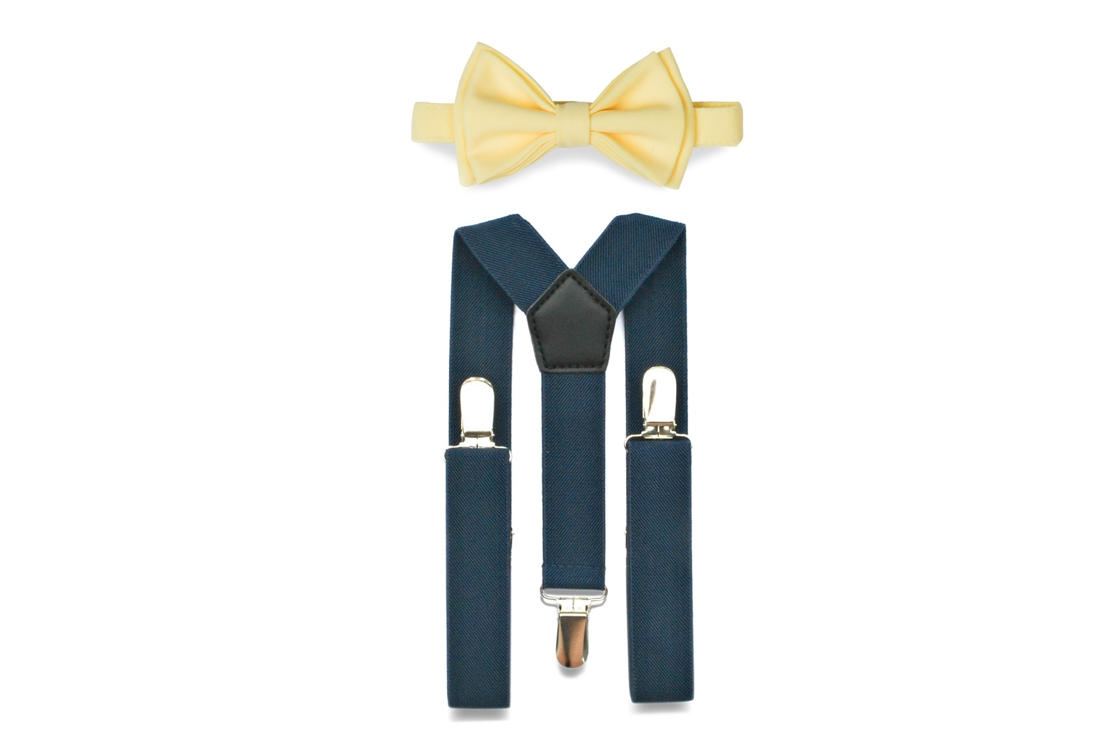 Navy Suspenders & Yellow Bow Tie for Kids