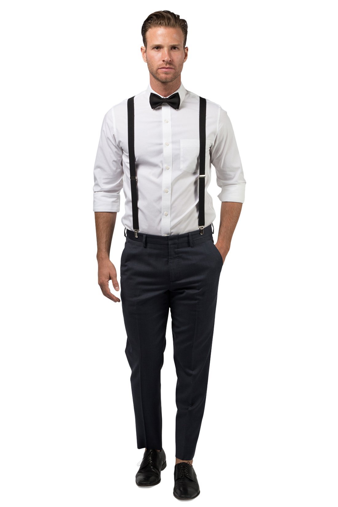 black dress shirt with suspenders Black Suspenders with White Shirt Outfits (35 ideas & outfits)
